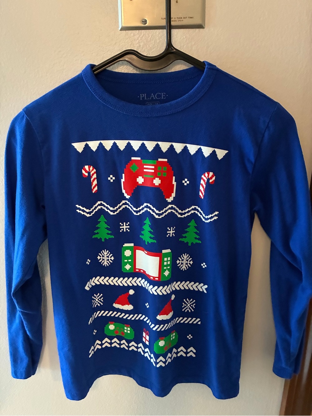 The Children's Place Royal Blue Holiday Gaming Long Sleeve Tee